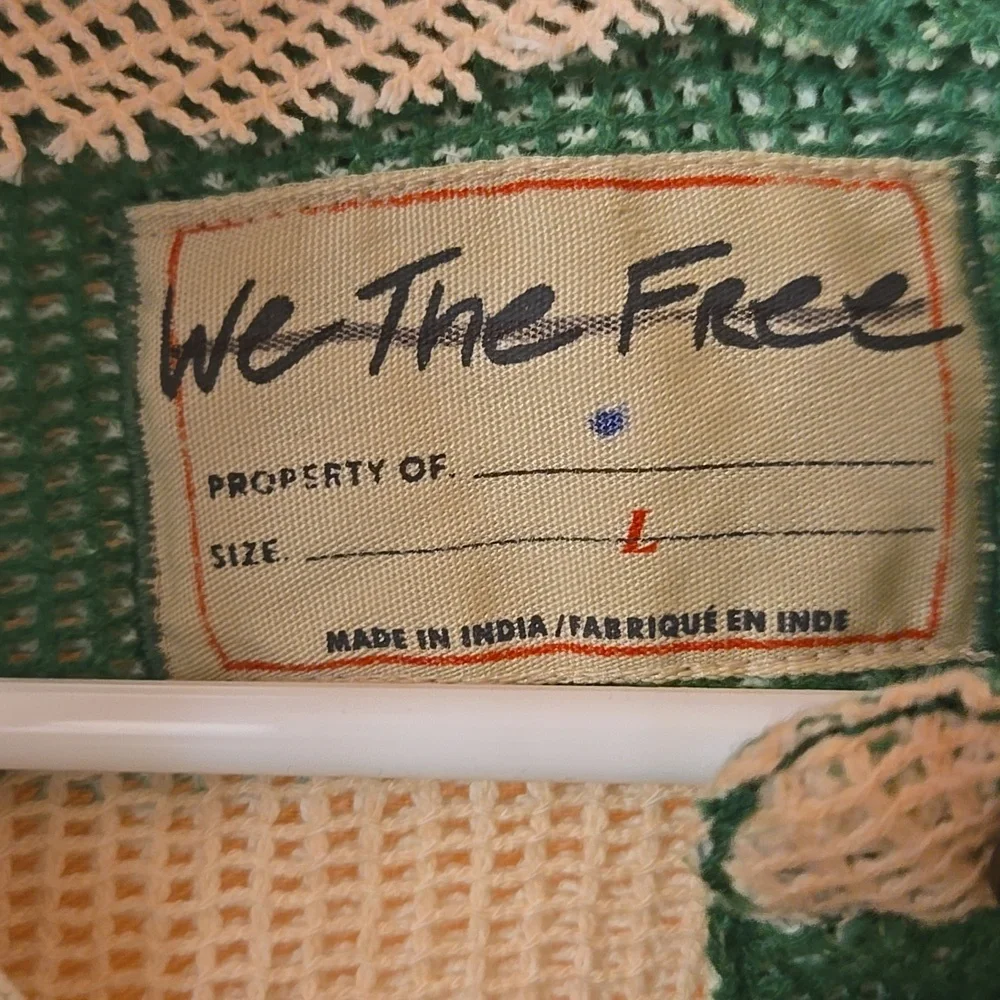 Free People We The Free Del Mar Cabana Shirt Green Sz L - Picture 2 of 6